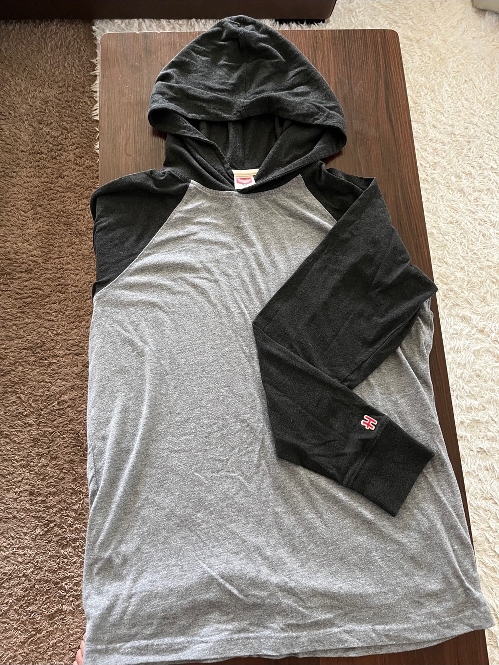 Homage Two-Tone Hooded Raglan Shirt - Gray & Black
